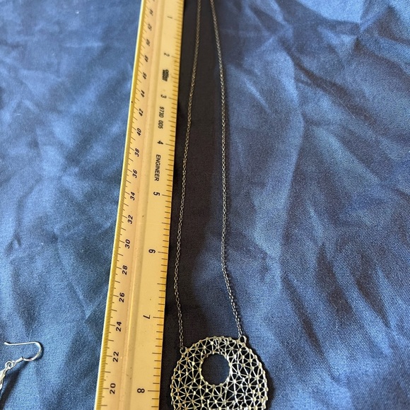 Silver Teardrop Earrings with Intricate Design - Picture 7 of 10